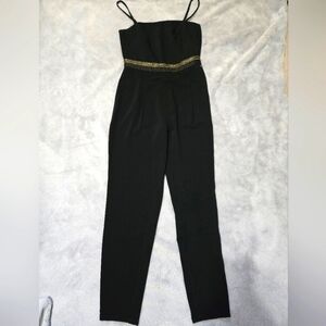 DEPT Black Jumpsuit with Gold Band. Size XS
